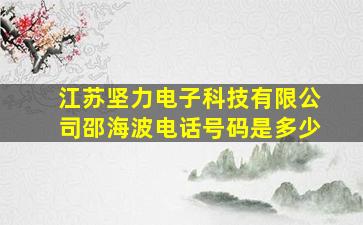 江苏坚力电子科技有限公司邵海波电话号码是多少