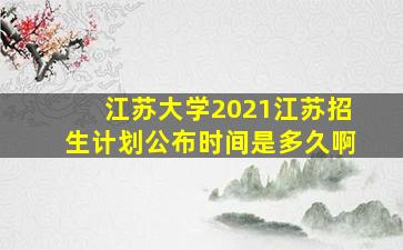 江苏大学2021江苏招生计划公布时间是多久啊