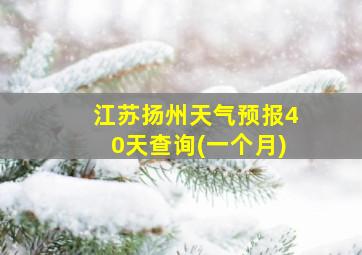 江苏扬州天气预报40天查询(一个月)