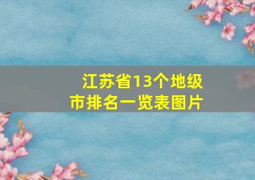 江苏省13个地级市排名一览表图片