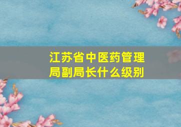 江苏省中医药管理局副局长什么级别