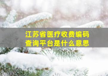 江苏省医疗收费编码查询平台是什么意思