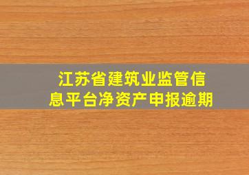 江苏省建筑业监管信息平台净资产申报逾期