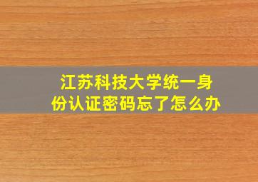 江苏科技大学统一身份认证密码忘了怎么办