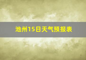 池州15日天气预报表