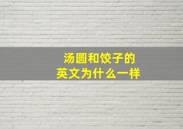 汤圆和饺子的英文为什么一样