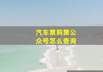 汽车票购票公众号怎么查询