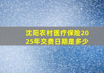 沈阳农村医疗保险2025年交费日期是多少