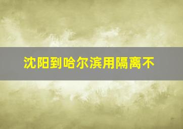 沈阳到哈尔滨用隔离不