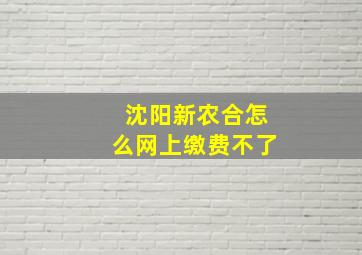 沈阳新农合怎么网上缴费不了