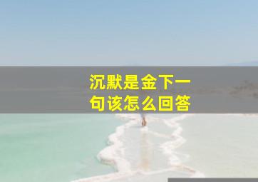 沉默是金下一句该怎么回答