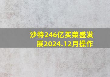 沙特246亿买荣盛发展2024.12月操作