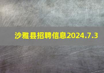 沙雅县招聘信息2024.7.3