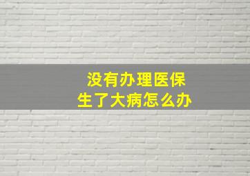 没有办理医保生了大病怎么办