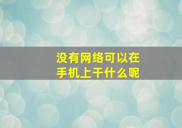 没有网络可以在手机上干什么呢