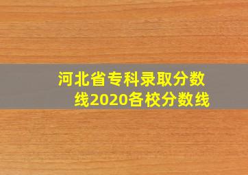 河北省专科录取分数线2020各校分数线