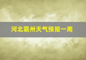 河北霸州天气预报一周