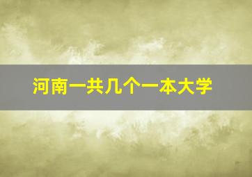 河南一共几个一本大学