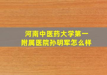 河南中医药大学第一附属医院孙明军怎么样