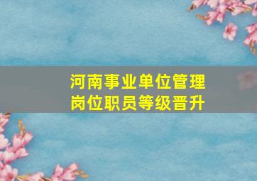 河南事业单位管理岗位职员等级晋升