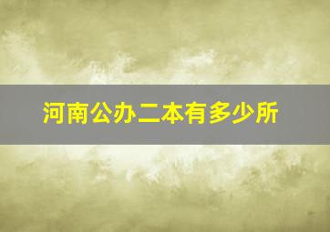 河南公办二本有多少所