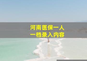 河南医保一人一档录入内容