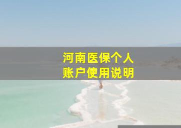 河南医保个人账户使用说明