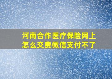 河南合作医疗保险网上怎么交费微信支付不了