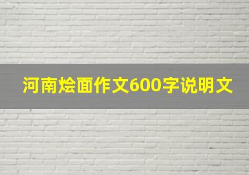 河南烩面作文600字说明文