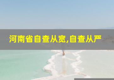 河南省自查从宽,自查从严