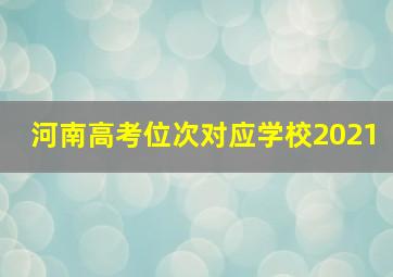 河南高考位次对应学校2021