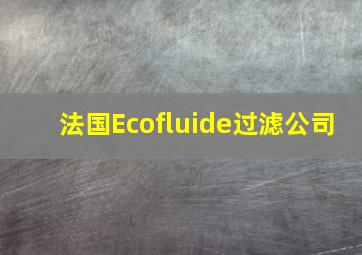 法国Ecofluide过滤公司