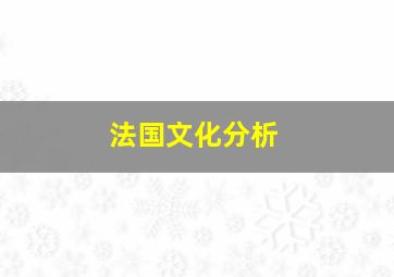 法国文化分析