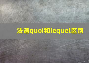 法语quoi和lequel区别