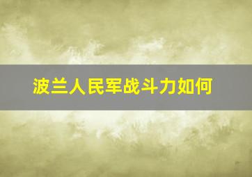 波兰人民军战斗力如何