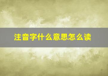 注音字什么意思怎么读