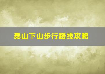 泰山下山步行路线攻略