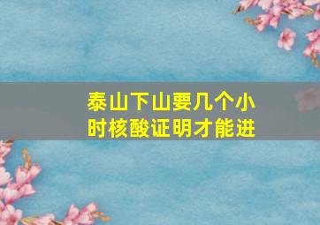 泰山下山要几个小时核酸证明才能进