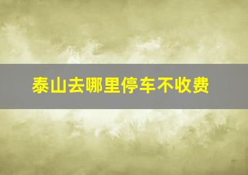 泰山去哪里停车不收费