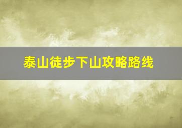 泰山徒步下山攻略路线