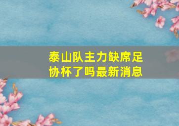 泰山队主力缺席足协杯了吗最新消息