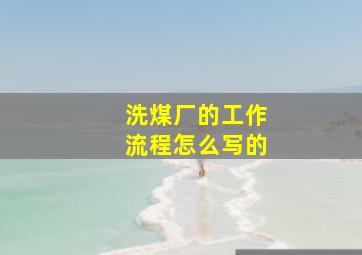 洗煤厂的工作流程怎么写的