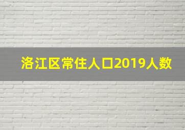 洛江区常住人口2019人数