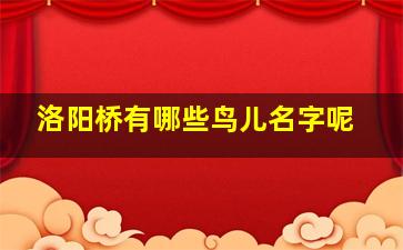 洛阳桥有哪些鸟儿名字呢