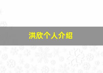 洪欣个人介绍