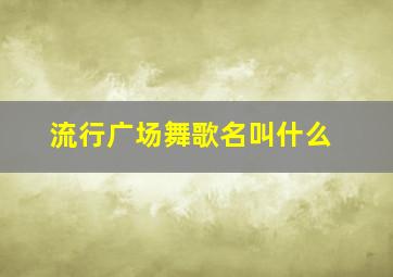 流行广场舞歌名叫什么