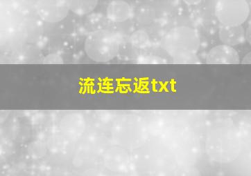 流连忘返txt