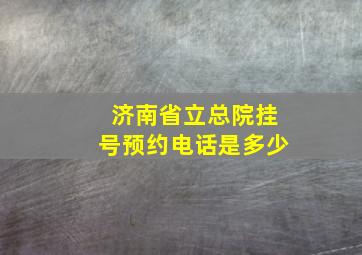 济南省立总院挂号预约电话是多少