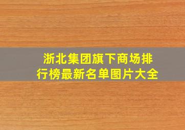 浙北集团旗下商场排行榜最新名单图片大全