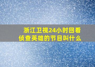 浙江卫视24小时回看侦查英雄的节目叫什么